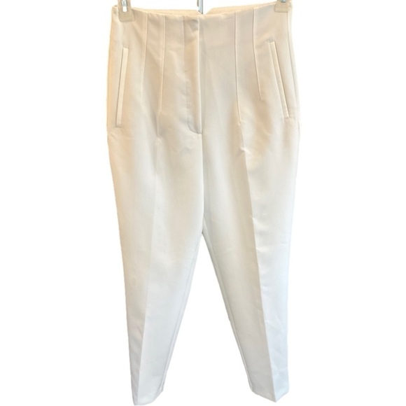 ZARA High Waist Pleated Trouser Pants off white size Medium - Picture 3 of 8
